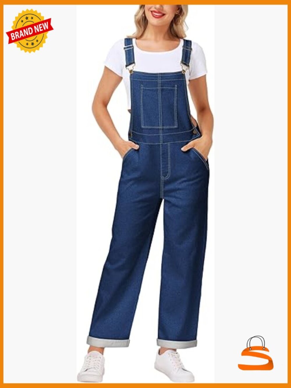 Stretch Denim Bib Overalls Casual Adjustable Strap Jean Jumpsuit